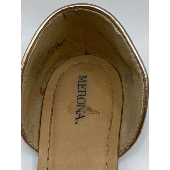 MERONA Women's Beige Studded Flat Open Almond-Toe Slide Sandals SZ 9 - Picture 6 of 9
